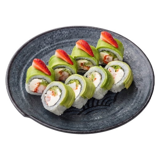 Ролл с креветкой, авокадо и клубникой