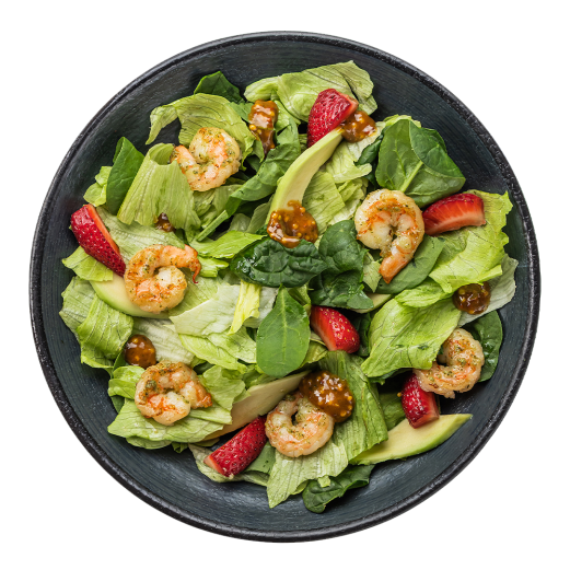 Salad with strawberry and shrimps
